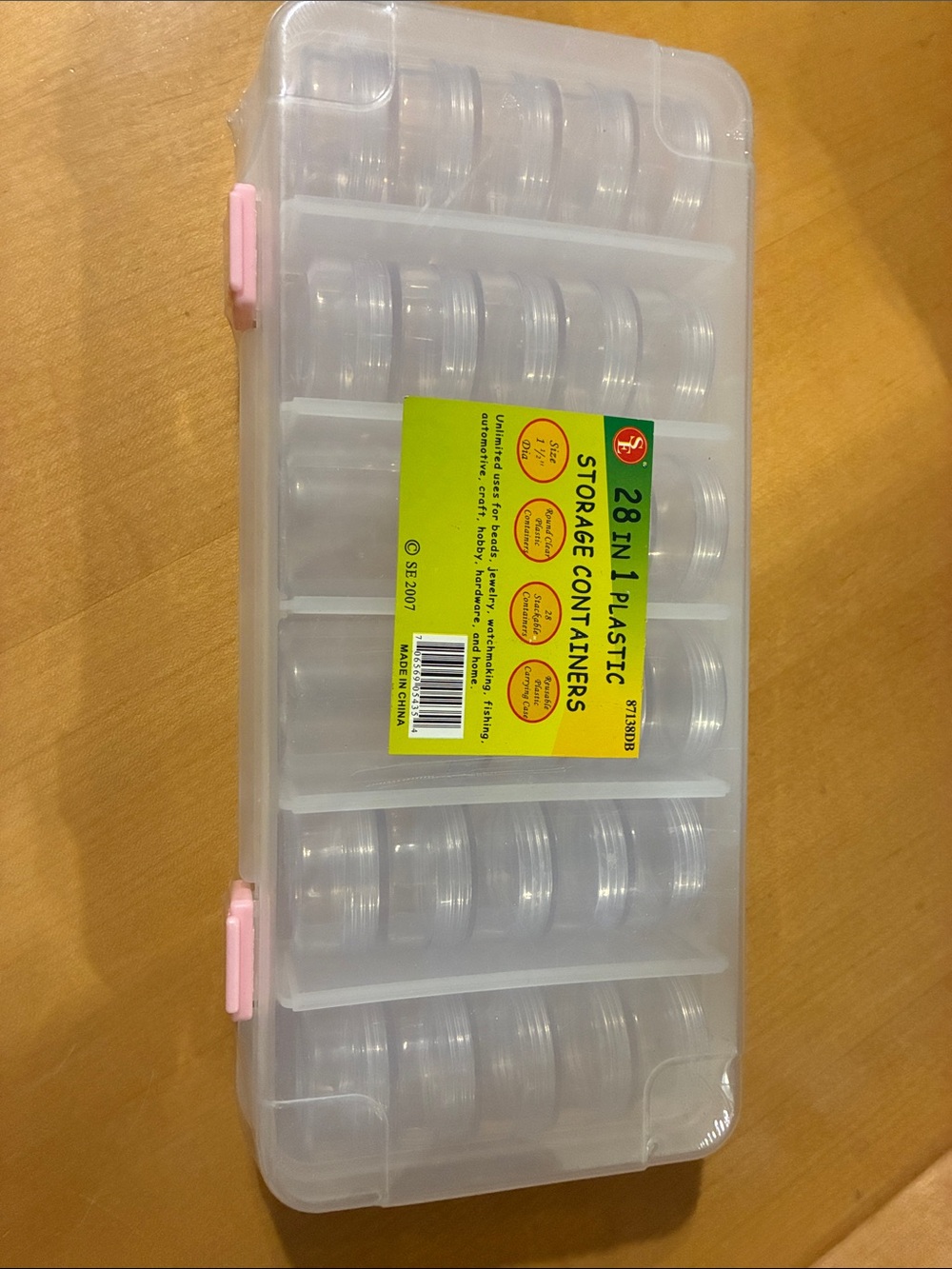28-in-1 Clear Plastic Storage Containers Box with Pink Latches